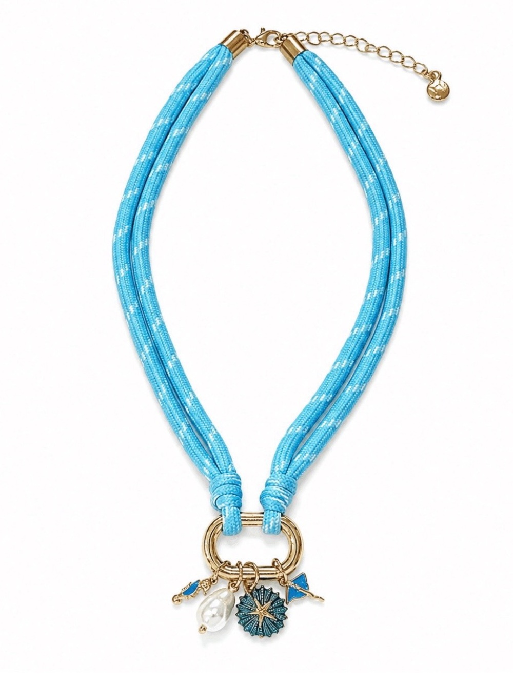 Aqua Multi-Strand Sea Charm Necklace by Mayamar